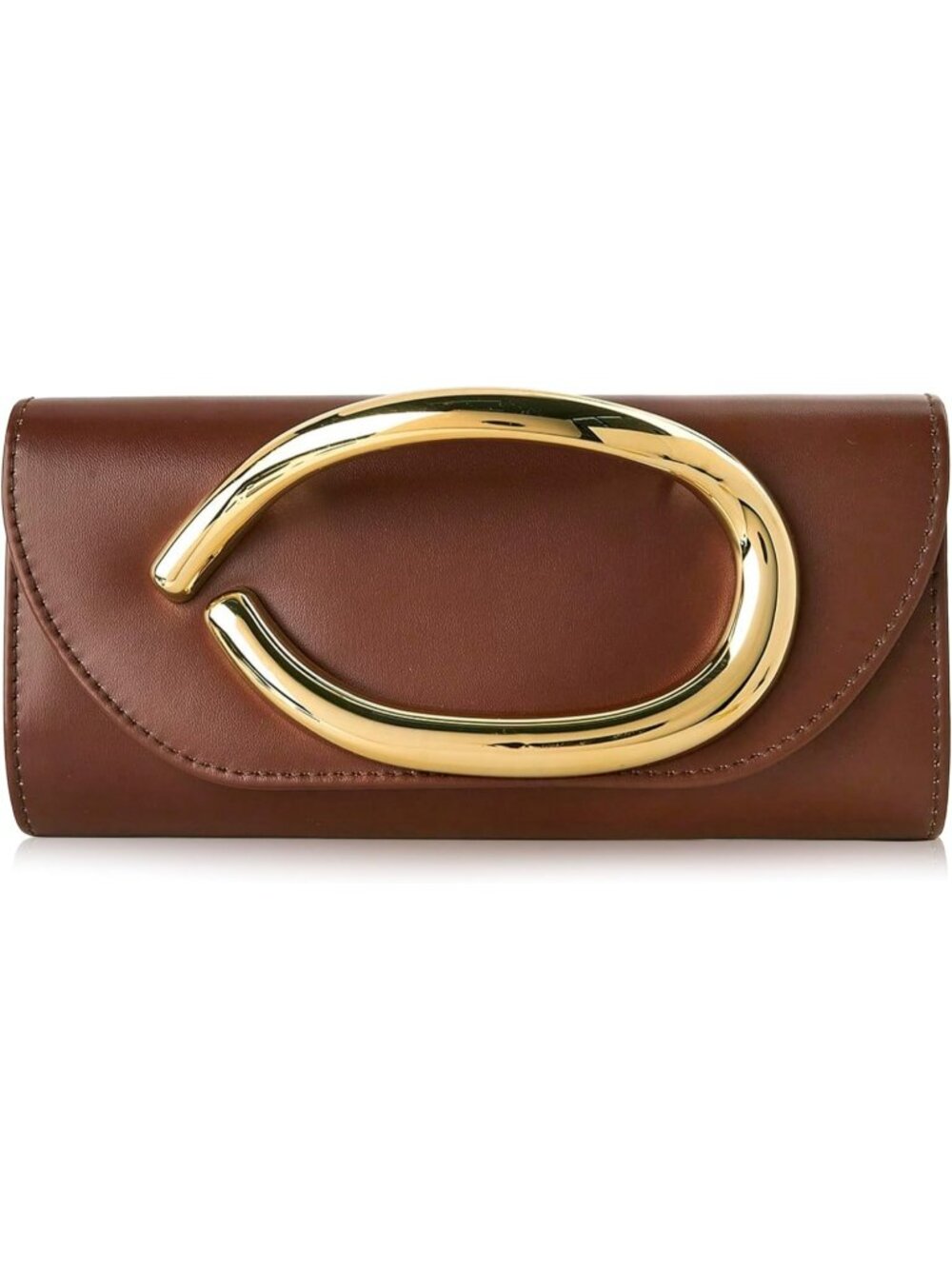 Women's Coffee Metal Handle Chain Wedding Party Evening Clutch Purse